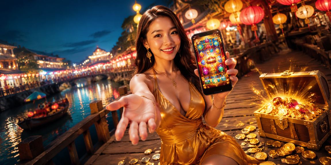 Người dùng Hà Nội chơi slot game vào buổi tối tại chợ đêm