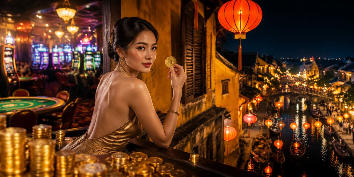 Người dùng Hội An tham gia cá cược trực tuyến dưới ánh đèn lồng về đêm